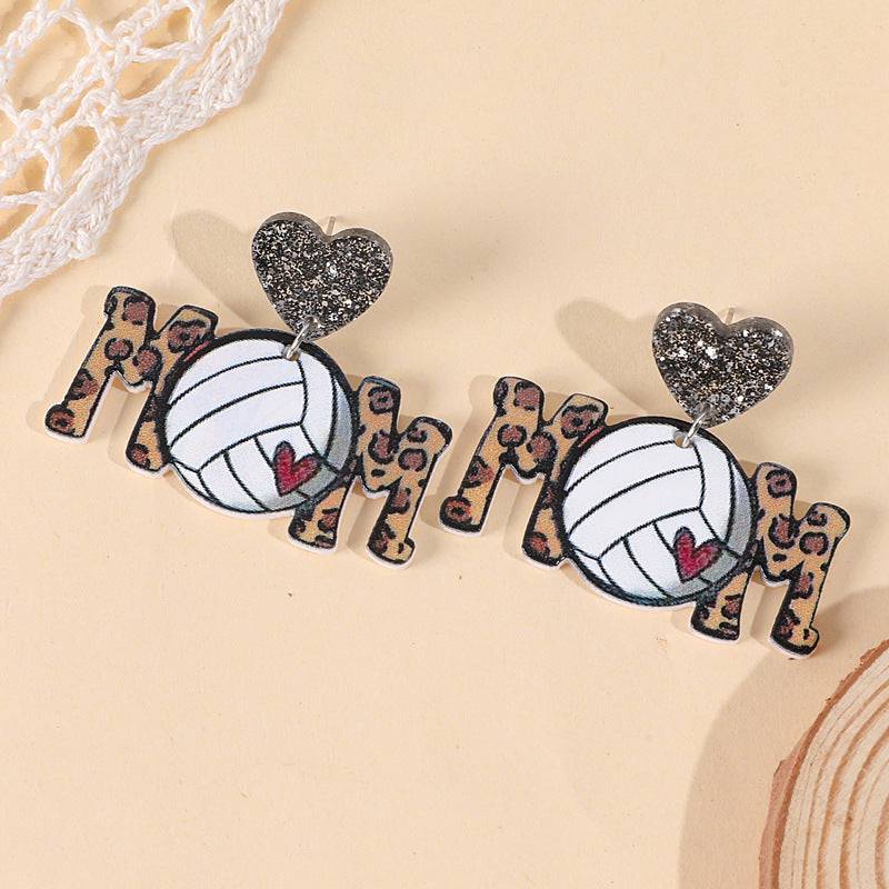 Wholesale Ball Sports Acrylic Ball Mother’s Day Gift Earrings
